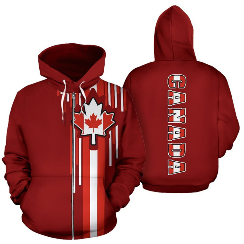 男性と女性のためのカナダ国旗のフード付きスウェットシャツ,3 - Street Fashion Canada のレビューと価格