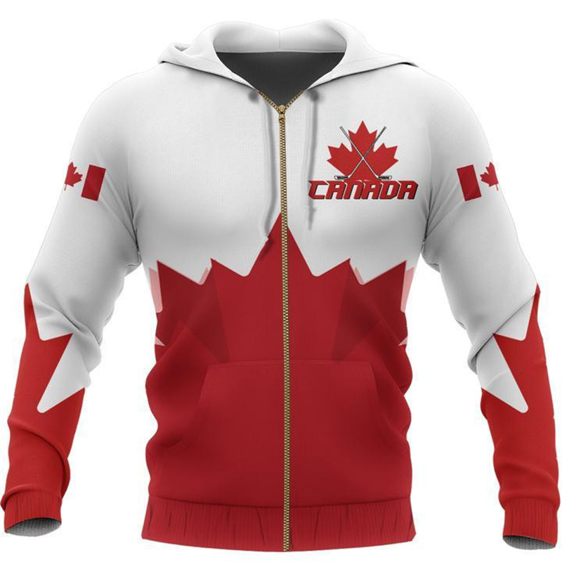 男性と女性のためのカナダ国旗のフード付きスウェットシャツ,3 - Street Fashion Canada のレビューと価格